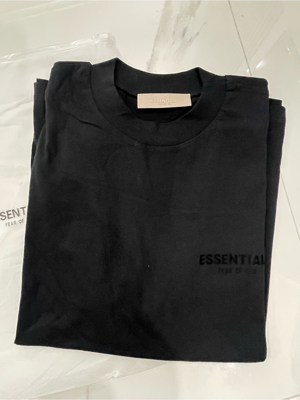 Essentials Black Logo Crewneck Tee